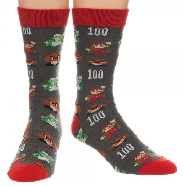 Nintendo Super Mario All Over Print Men's Crew Sock