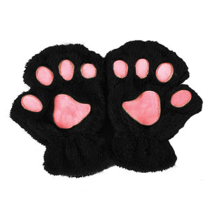 Cute Kitten Paw Faux Fur Gloves