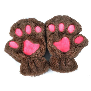 Cute Kitten Paw Faux Fur Gloves