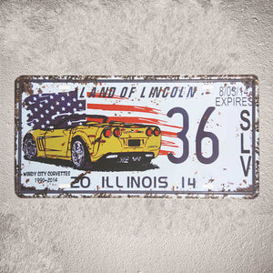 American Vintage Car License Plate